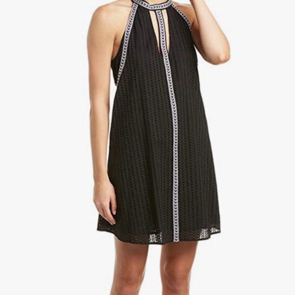 BCBGMaxAzria Black Dress with White Braided Trim